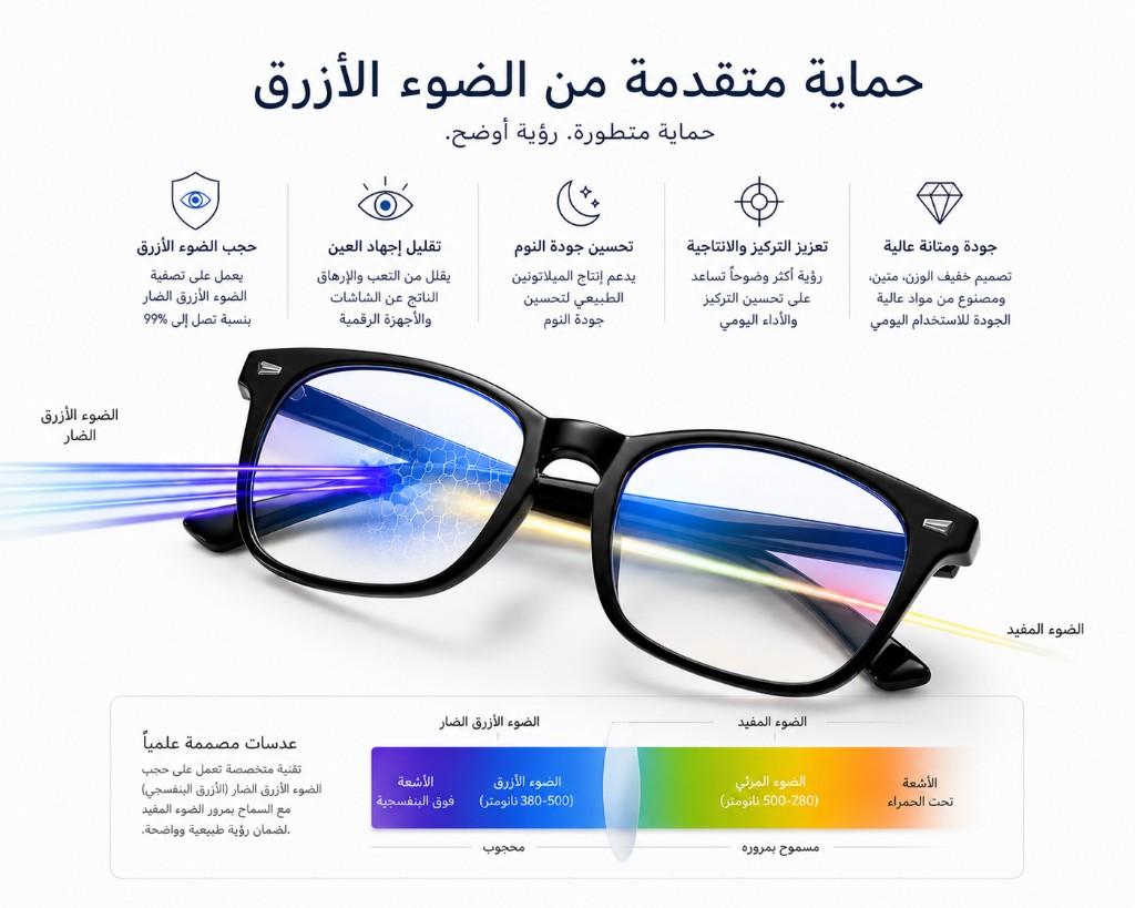 حماية متقدمة من الضوء الأزرق — VisionFlow™